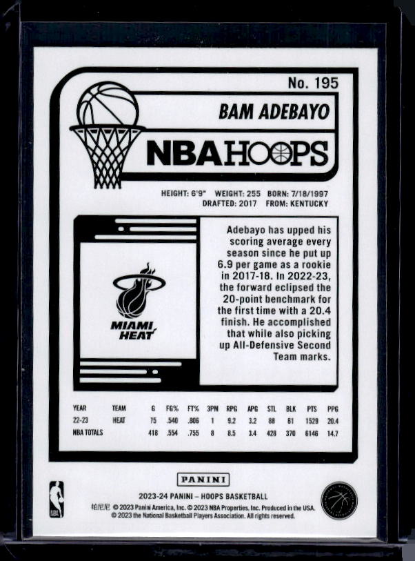 2023-24 Hoops #195 Bam Adebayo