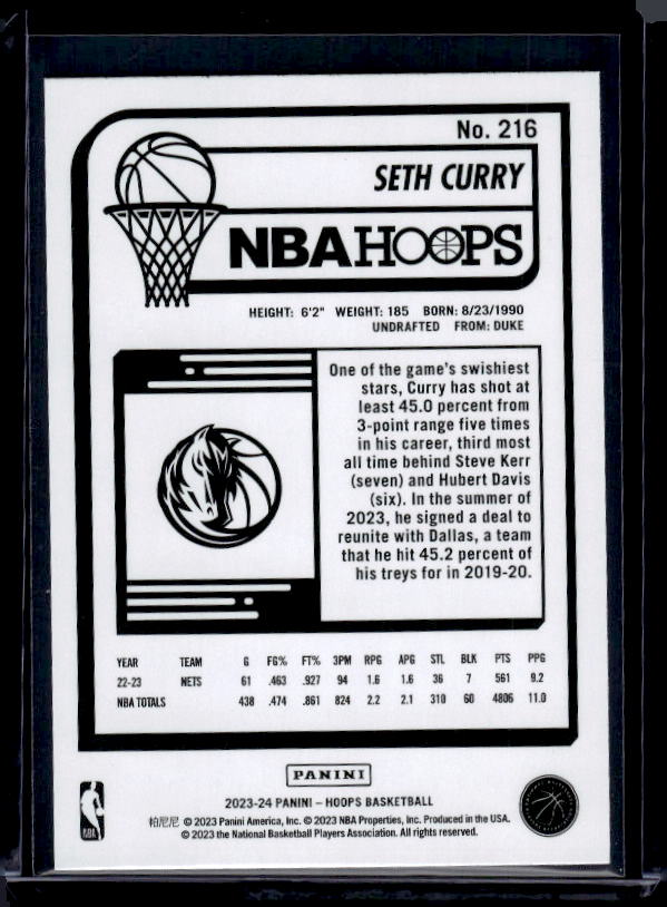 2023-24 Hoops #216 Seth Curry