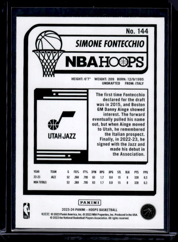 2023-24 Hoops #144 Simone Fontecchio