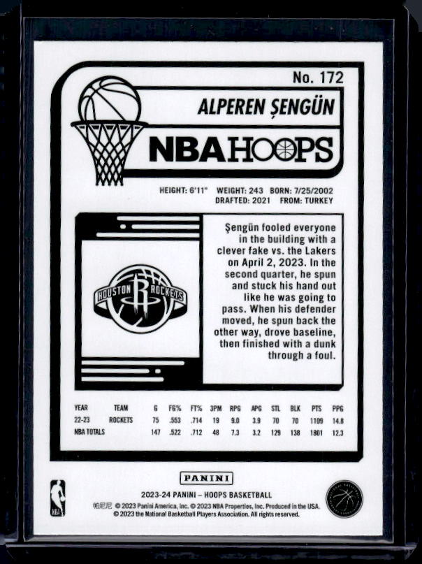 2023-24 Hoops #172 Alperen Sengun