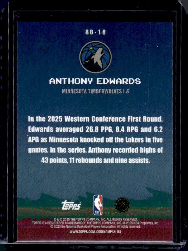 2025-26 Topps #8B-18 Anthony Edwards 8-Bit Ballers