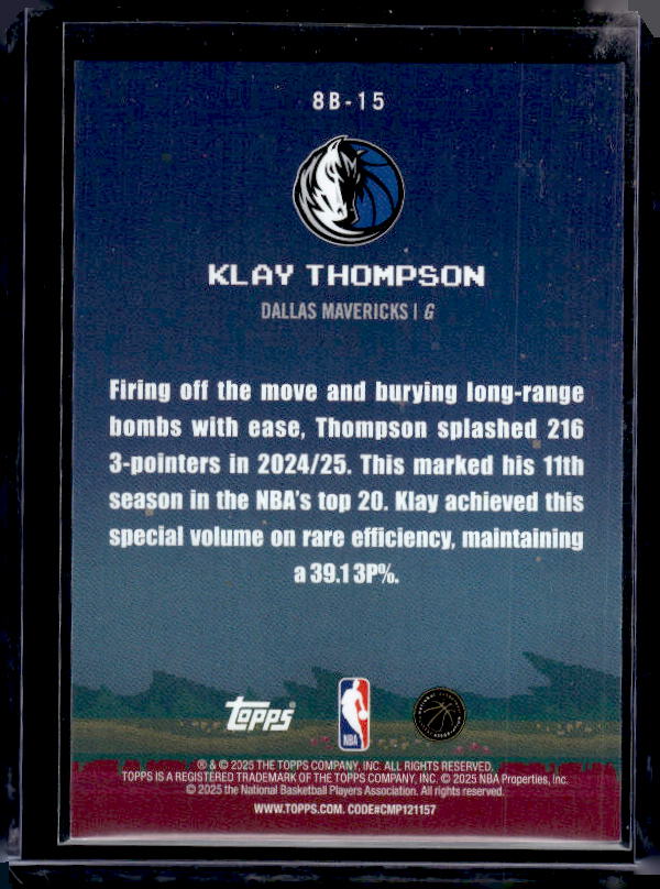 2025-26 Topps #8B-15 Klay Thompson 8-Bit Ballers