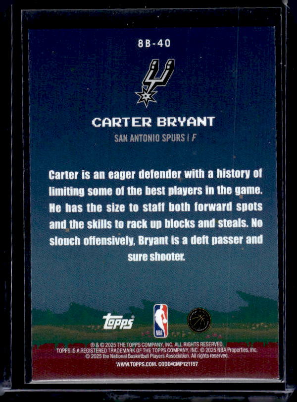 2025-26 Topps #8B-40 Carter Bryant 8-Bit Ballers