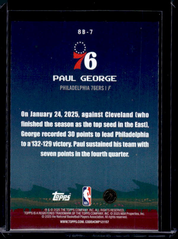 2025-26 Topps #8B-7 Paul George 8-Bit Ballers