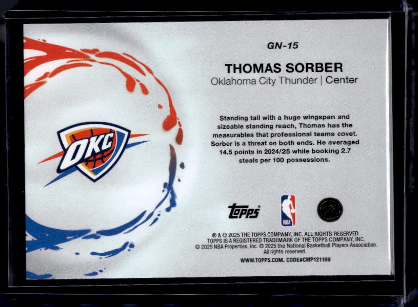 2025-26 Topps #GN-15 Thomas Sorber Generation Now