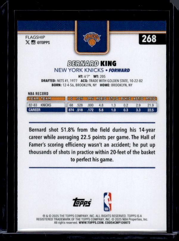2025-26 Topps #268 Bernard King Season Tip Off