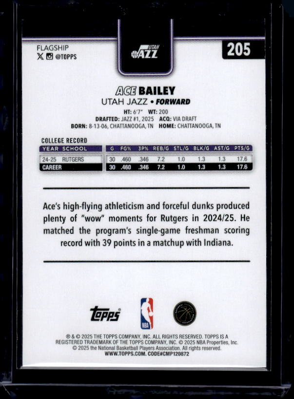 2025-26 Topps #205 Ace Bailey