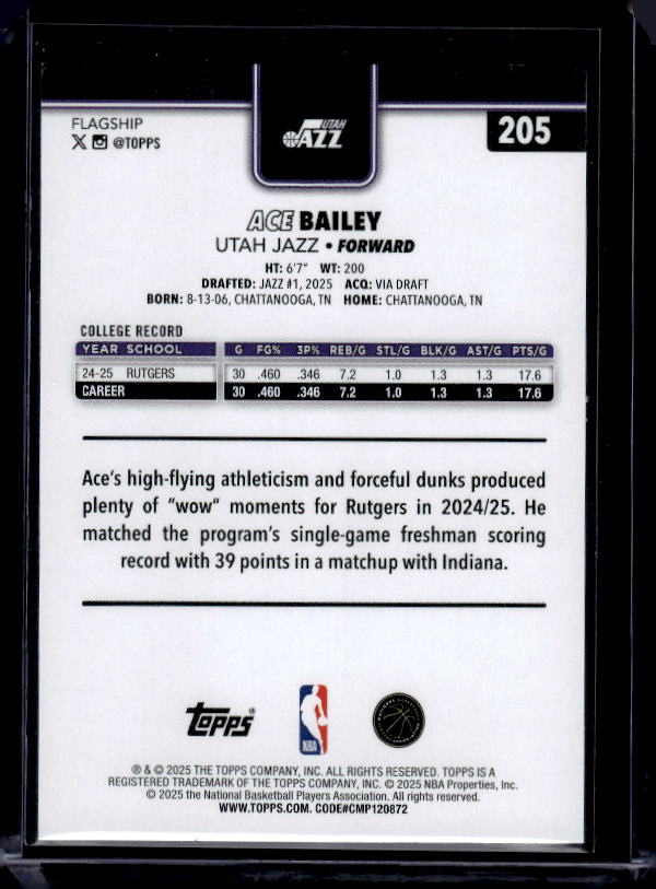 2025-26 Topps #205 Ace Bailey