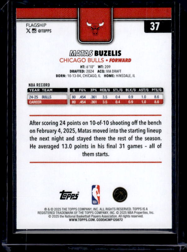 2025-26 Topps #37 Matas Buzelis
