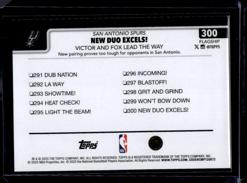 2025-26 Topps #300 New Duo Excels!: Victor and Fox Lead The Way