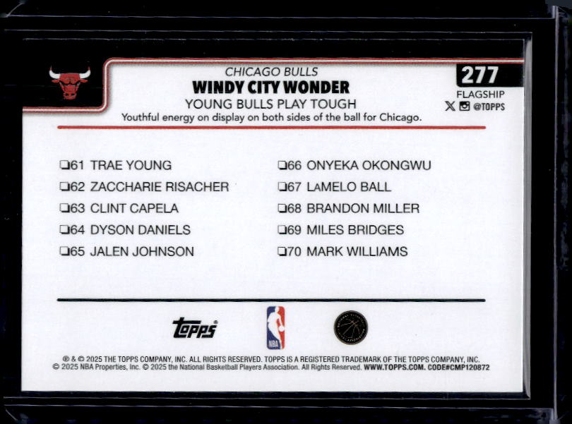 2025-26 Topps #277 Windy City Wonder: Young Bulls Play Tough