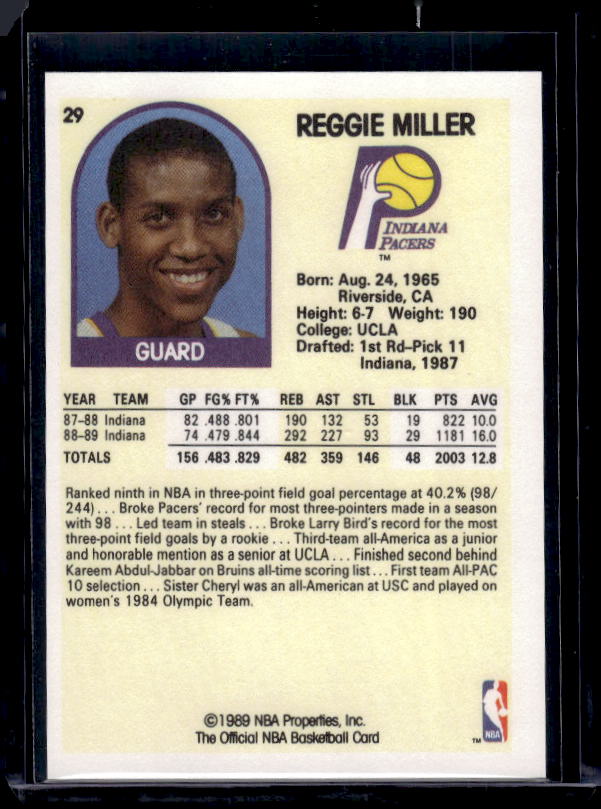 1989-90 Hoops #29 Reggie Miller