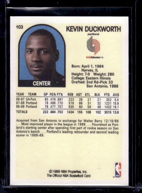 1989-90 Hoops #103 Kevin Duckworth