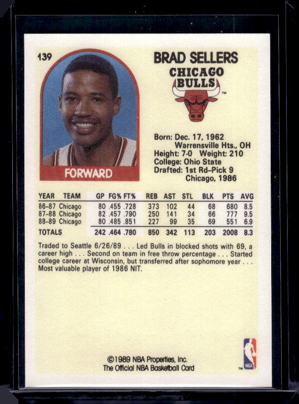 1989-90 Hoops #139 Brad Sellers