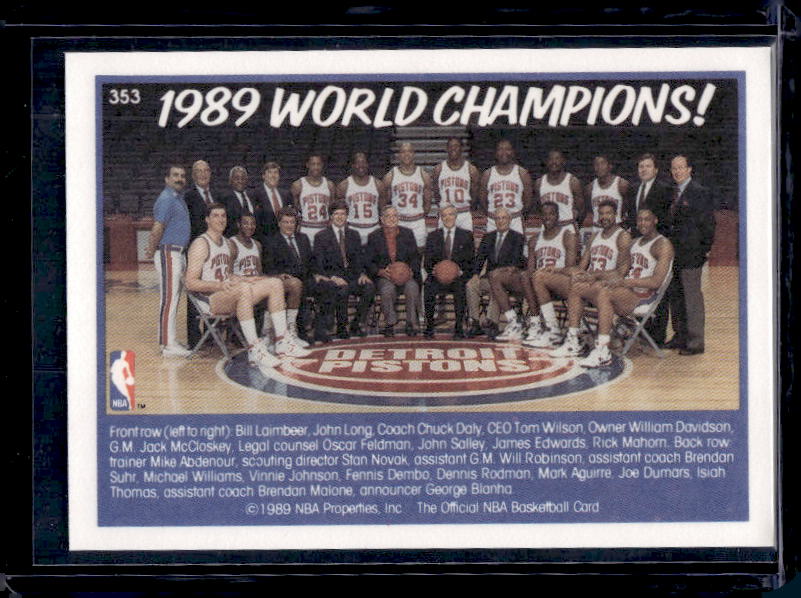 1989-90 Hoops #353a Detroit Pistons Champions Photo of team celebrating