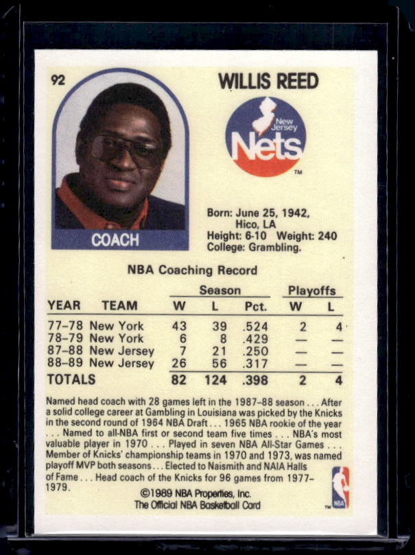 1989-90 Hoops #92 Willis Reed