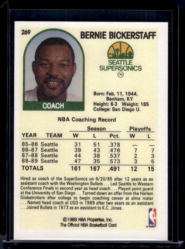 1989-90 Hoops #269a Bernie Bickerstaff
