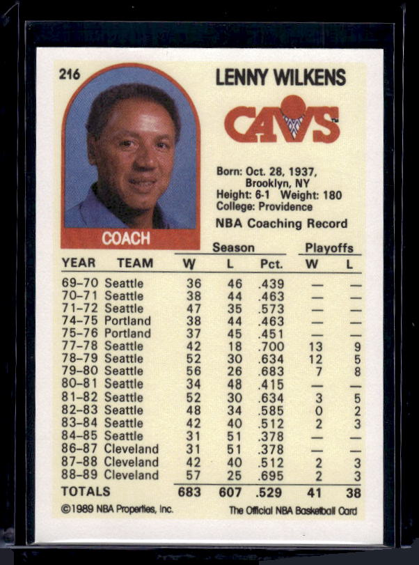 1989-90 Hoops #216 Lenny Wilkens