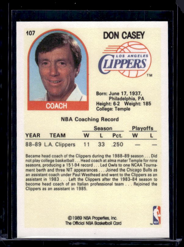 1989-90 Hoops #107 Don Casey
