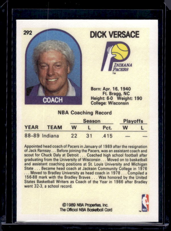 1989-90 Hoops #292 Dick Versace