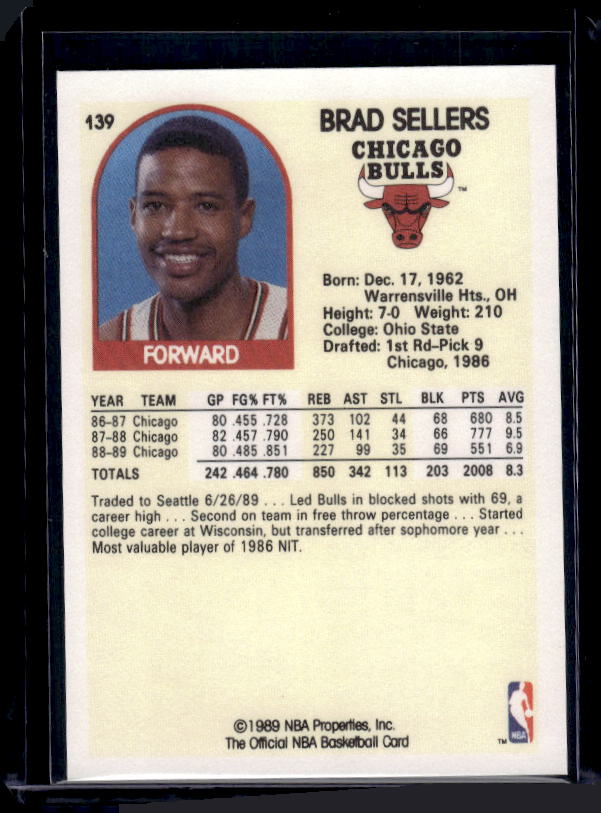 1989-90 Hoops #139 Brad Sellers