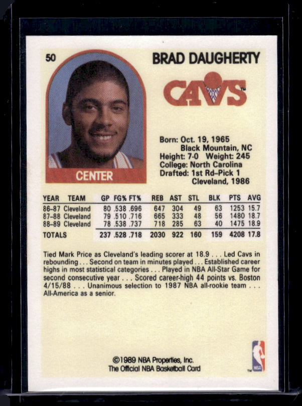 1989-90 Hoops #50 Brad Daugherty