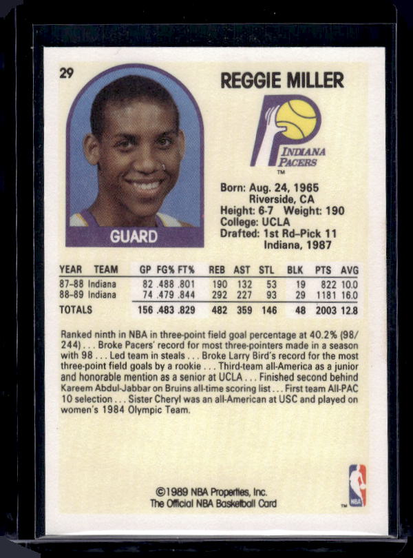 1989-90 Hoops #29 Reggie Miller