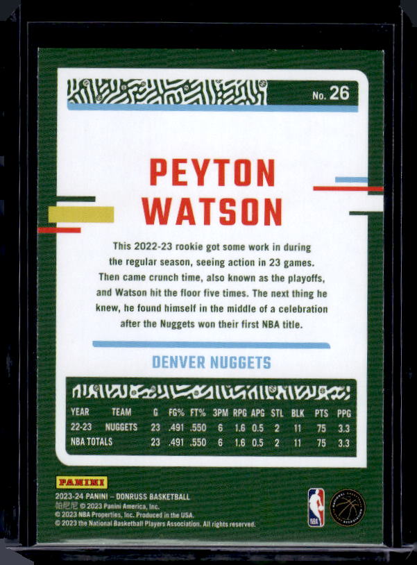 2023-24 Donruss #26 Peyton Watson