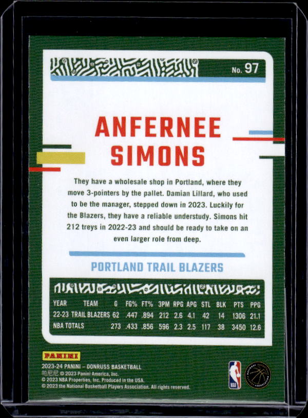 2023-24 Donruss #97 Anfernee Simons