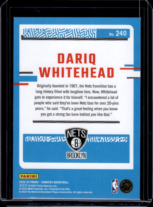 2023-24 Donruss #240 Dariq Whitehead