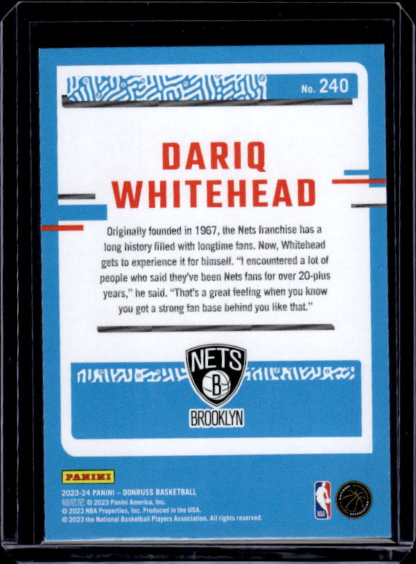 2023-24 Donruss #240 Dariq Whitehead