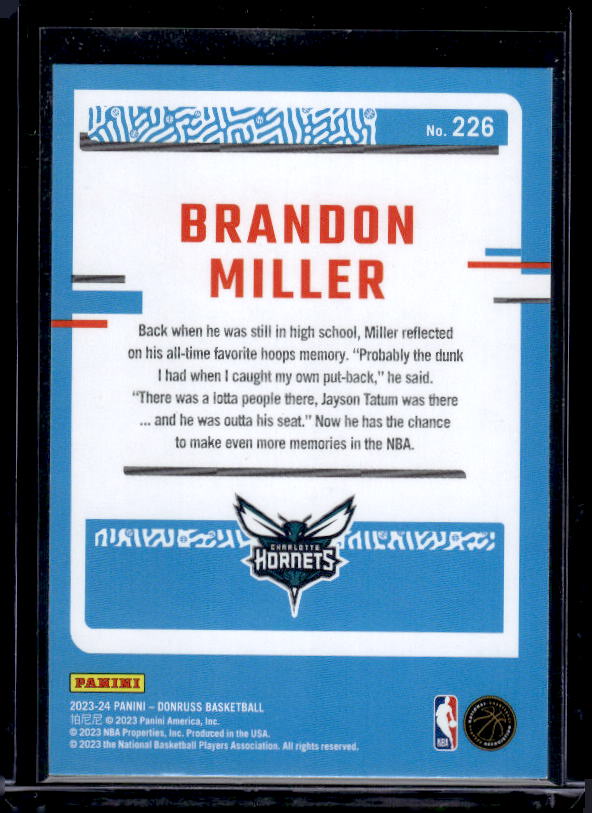 2023-24 Donruss #226 Brandon Miller