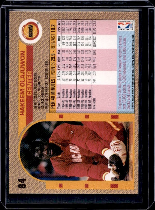 1992-93 Fleer Drake's #19 Hakeem Olajuwon