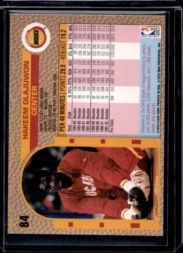 1992-93 Fleer Drake's #19 Hakeem Olajuwon