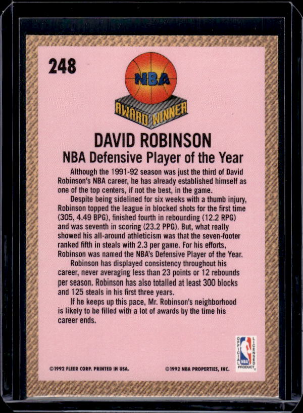 1992-93 Fleer #248 David Robinson