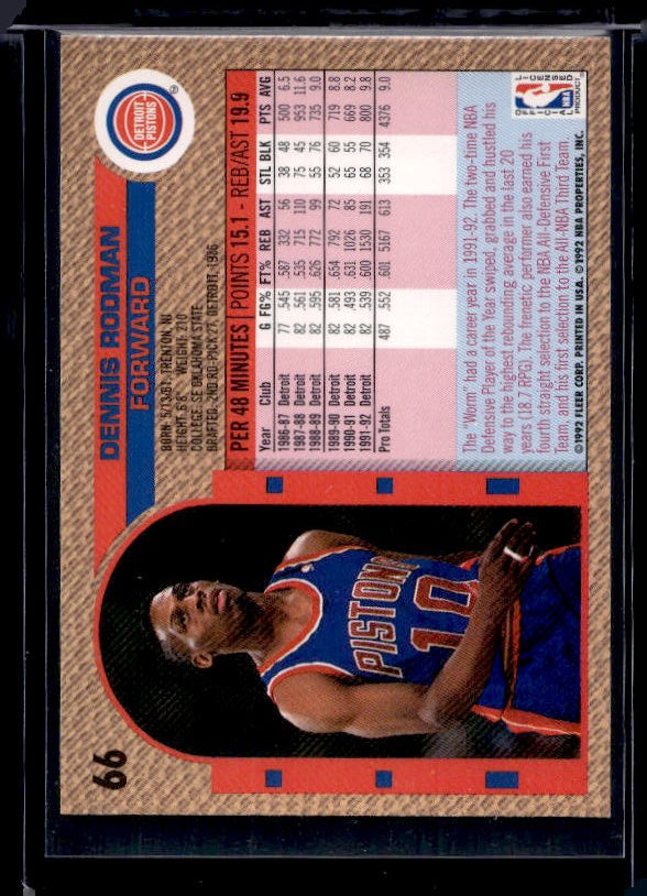 1992-93 Fleer #66 Dennis Rodman