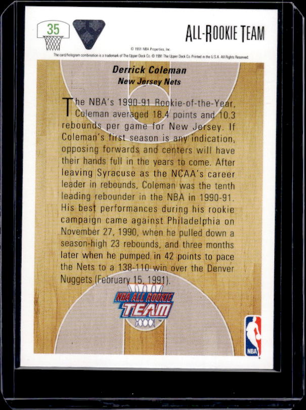 1991-92 Upper Deck #35 Derrick Coleman
