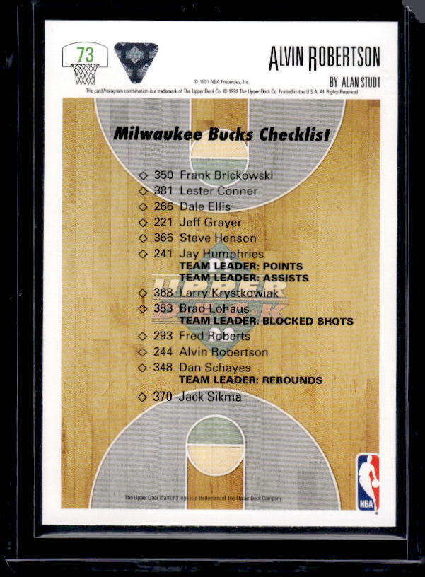 1991-92 Upper Deck #73 Alvin Robertson