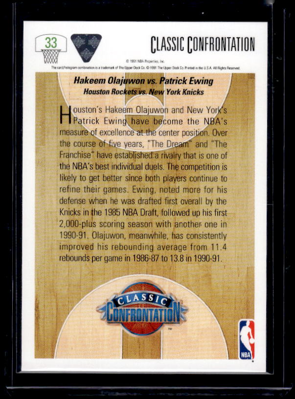 1991-92 Upper Deck #33 Olajuwon vs. Ewing