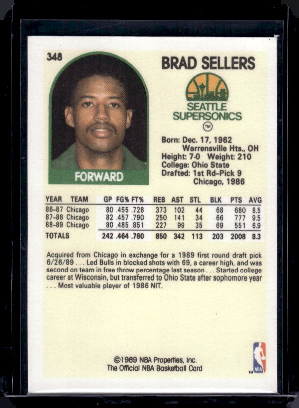 1989-90 Hoops #348 Brad Sellers