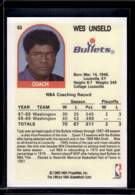 1989-90 Hoops #53 Wes Unseld