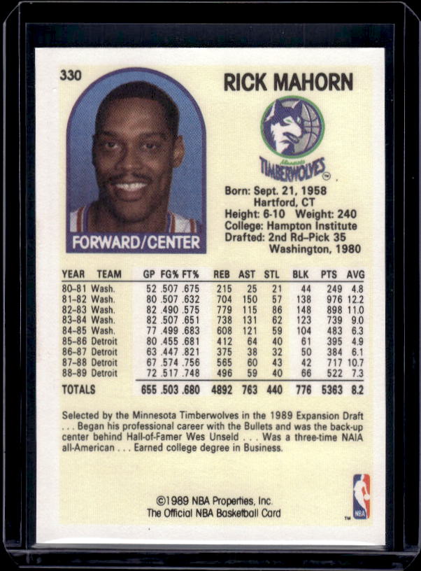 1989-90 Hoops #330 Rick Mahorn