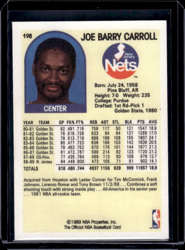 1989-90 Hoops #198 Joe Barry Carroll