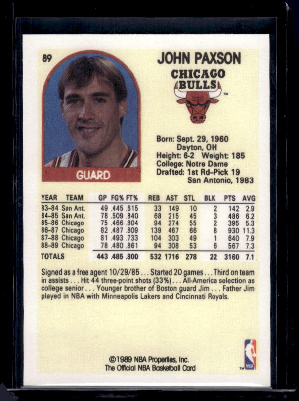 1989-90 Hoops #89 John Paxson