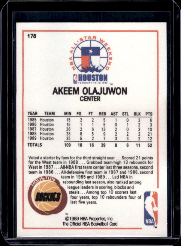1989-90 Hoops #178 Akeem Olajuwon