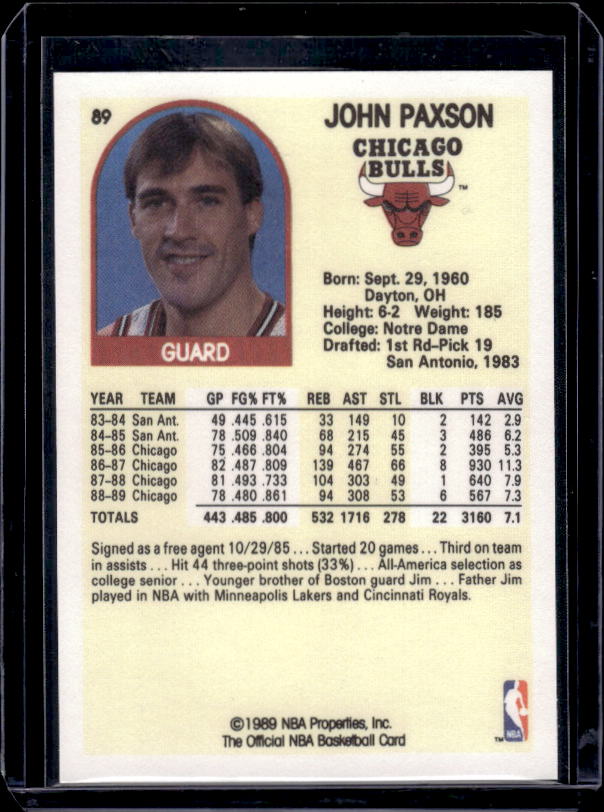 1989-90 Hoops #89 John Paxson