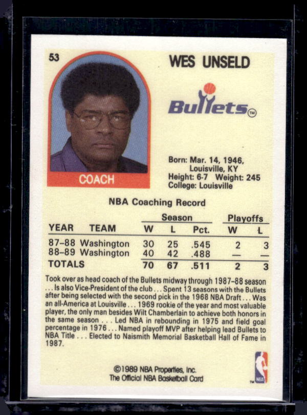 1989-90 Hoops #53 Wes Unseld
