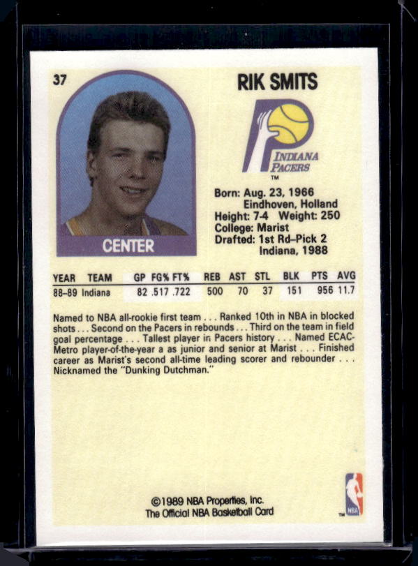 1989-90 Hoops #37 Rik Smits