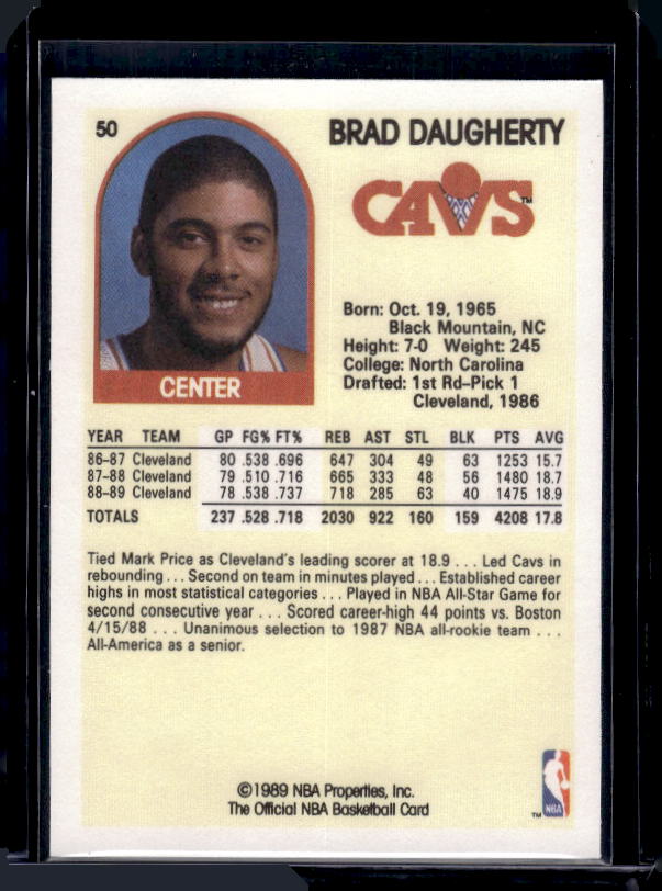1989-90 Hoops #50 Brad Daugherty