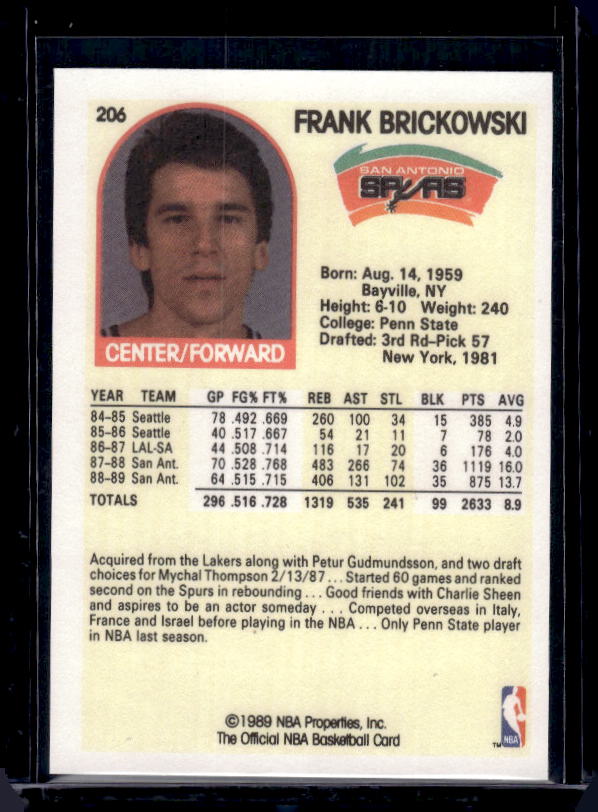 1989-90 Hoops #206 Frank Brickowski